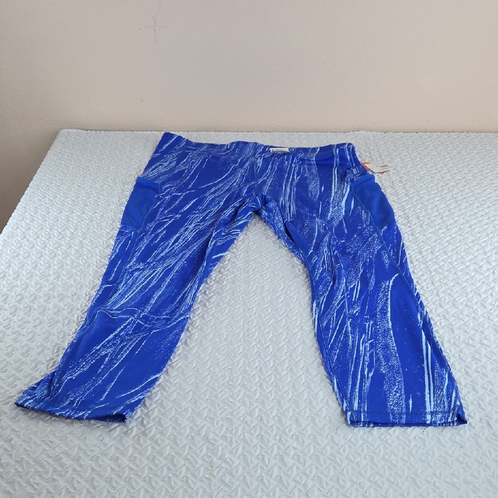 SPORTS ILLUSTRATED Blue Patterned Athletic Capri Leggings XL Womans  High Rise
